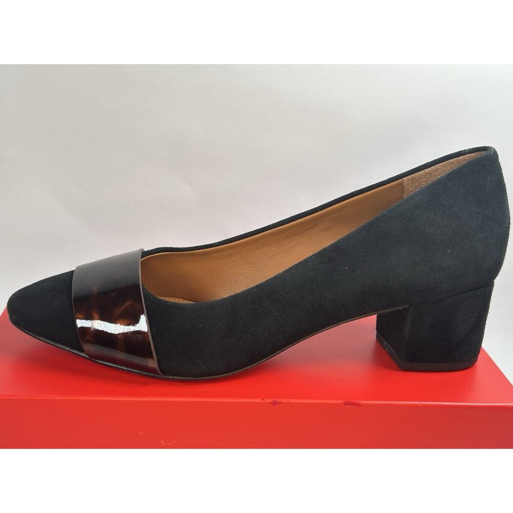 J. Mclaughlin Ciara Suede Tortoise Black Pumps Womens Size 7 Leather Sole EUC